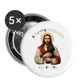 Disappointments Jesus mit Labrador - Buttons groß 56 mm (5er Pack) - Weiß - Vorne