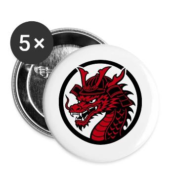 Samurai-Drache – Traditioneller japanischer Krieger - Buttons groß 56 mm (5er Pack) - Weiß - Vorne