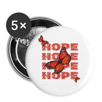 Hope Hoffnung Schmetterlinge Vintage Motiv - Buttons groß 56 mm (5er Pack) - Weiß - Vorne