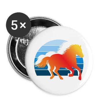 Lustiges Pferdemädchen & Reiter Spruch Geschenke - Buttons groß 56 mm (5er Pack) - Weiß - Vorne
