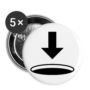 Loch mit Pfeil - Buttons groß 56 mm (5er Pack) - Weiß - Vorne