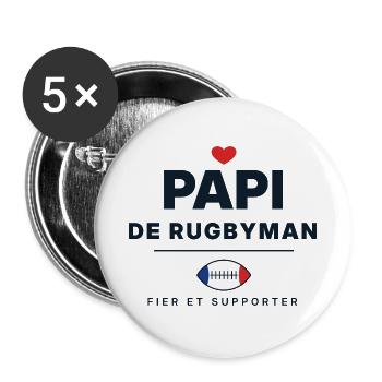 Opa eines Rugbyspielers - Buttons groß 56 mm (5er Pack) - Weiß - Vorne