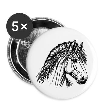 Fjordpferd – Norwegisches Pferd in Gravur - Buttons groß 56 mm (5er Pack) - Weiß - Vorne