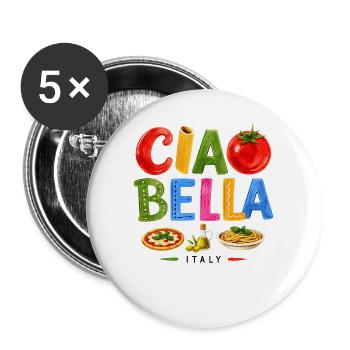 Ciao Bella Italian Food - Buttons groß 56 mm (5er Pack) - Weiß - Vorne