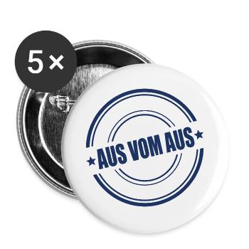 Aus vom Aus Stempel Verbrenner - Buttons groß 56 mm (5er Pack) - Weiß - Vorne