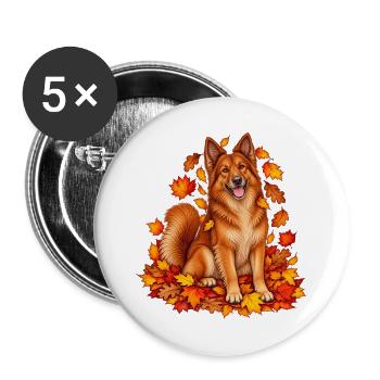 Harzer Fuchs im Herbstlaub - Buttons groß 56 mm (5er Pack) - Weiß - Vorne