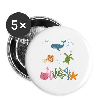 Wal Unterwasser Kinder Nautilus - Buttons groß 56 mm (5er Pack) - Weiß - Vorne