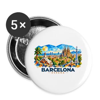 Barcelona - Espana - Spain - Spanien - spanisch - Buttons groß 56 mm (5er Pack) - Weiß - Vorne