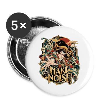 Ukiyo-E Krieger Make Noise - Buttons groß 56 mm (5er Pack) - Weiß - Vorne