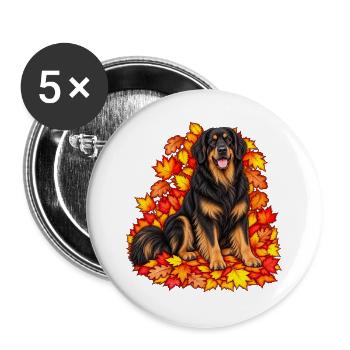 Hovawart im Herbstlaub - Buttons groß 56 mm (5er Pack) - Weiß - Vorne