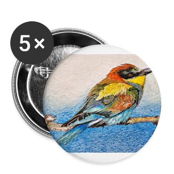 Vogel - Bienenfresser II. - Buttons groß 56 mm (5er Pack) - Weiß - Vorne