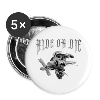 Skull_Ride_or_die - Buttons groß 56 mm (5er Pack) - Weiß - Vorne