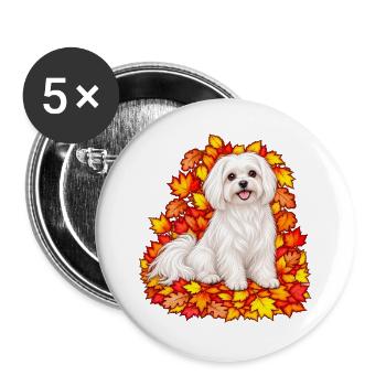 Malteser im Laubkranz - Buttons groß 56 mm (5er Pack) - Weiß - Vorne