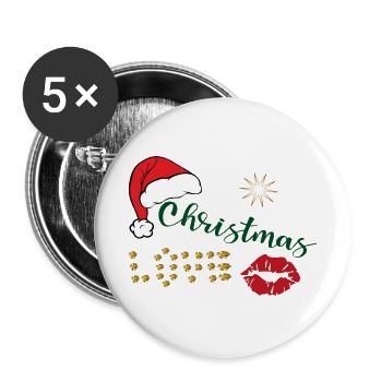Weihnachten - Buttons groß 56 mm (5er Pack) - Weiß - Vorne
