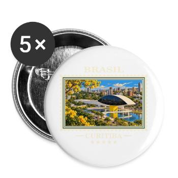 Brasilien Curitiba Vintage Reisemarke - Buttons groß 56 mm (5er Pack) - Weiß - Vorne