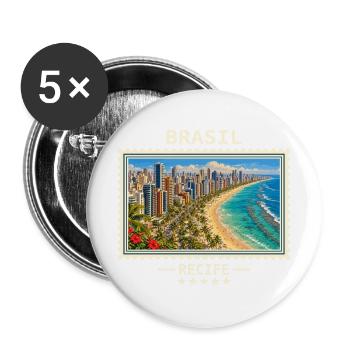 Brasilien Recife Vintage Reisemarke - Buttons groß 56 mm (5er Pack) - Weiß - Vorne
