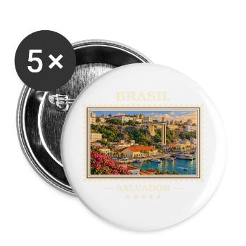 Brasilien Salvador Vintage Reisemarke - Buttons groß 56 mm (5er Pack) - Weiß - Vorne