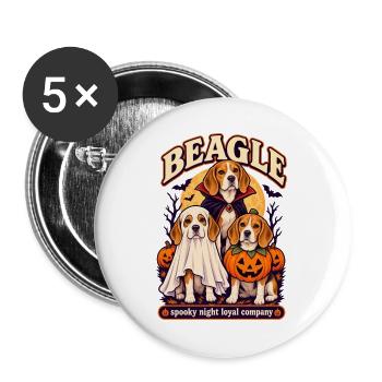 Spooky Night Loyal Company – Beagle Halloween Hund - Buttons groß 56 mm (5er Pack) - Weiß - Vorne