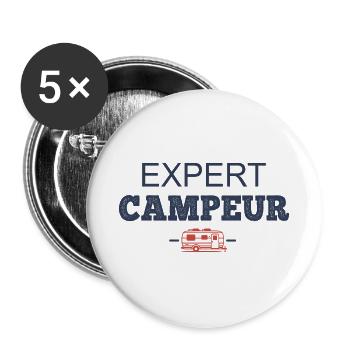 Camping-Humor-Camper-Experte - Buttons groß 56 mm (5er Pack) - Weiß - Vorne