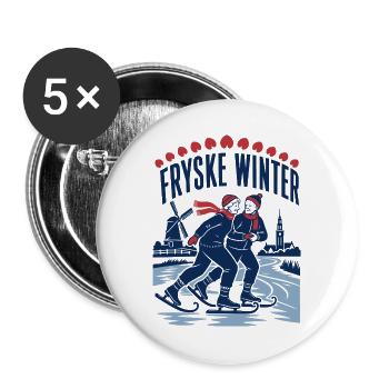 Fryske Winter Retro Schlittschuh Schaatsen Design - Buttons groß 56 mm (5er Pack) - Weiß - Vorne