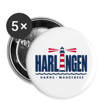 Harlingen Harns Friesland Leuchtturm Waddensee - Buttons groß 56 mm (5er Pack) - Weiß - Vorne