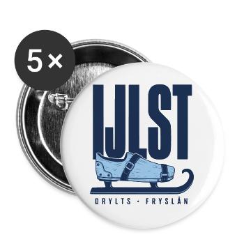 IJlst Drylts Friesland Holzschlittschuh Design - Buttons groß 56 mm (5er Pack) - Weiß - Vorne