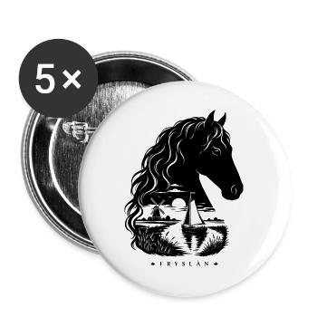 Friese Pferd Fryslân Landschaft Double Exposure - Buttons groß 56 mm (5er Pack) - Weiß - Vorne