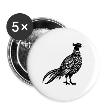 Stehender Fasan - Buttons groß 56 mm (5er Pack) - Weiß - Vorne