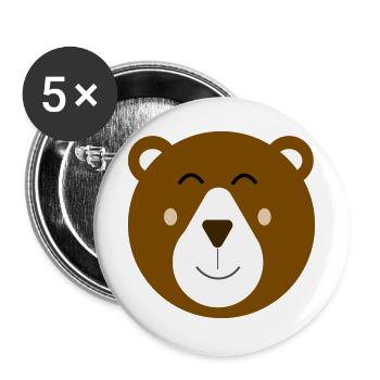Süßer glücklicher brauner Bär - Buttons groß 56 mm (5er Pack) - Weiß - Vorne