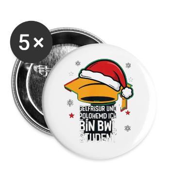 Gelfrisur Und Polohemd BWL Student Weihnachten - Buttons groß 56 mm (5er Pack) - Weiß - Vorne