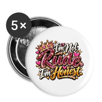 Ich bin ehrlich, nicht unhöflich - Buttons groß 56 mm (5er Pack) - Weiß - Vorne