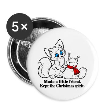 Christmas Fox macht einen kleinen Schneefreund - Buttons groß 56 mm (5er Pack) - Weiß - Vorne