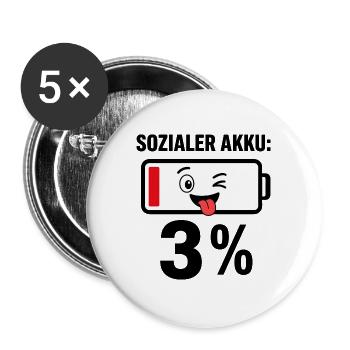 Witziger Akku Ladebalken  - Buttons groß 56 mm (5er Pack) - Weiß - Vorne