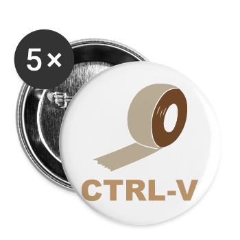 Strg-V Retro Ribbon - Buttons groß 56 mm (5er Pack) - Weiß - Vorne