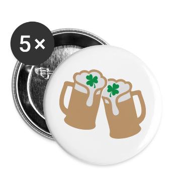 Klirrende Kleeblattbecher - Buttons groß 56 mm (5er Pack) - Weiß - Vorne