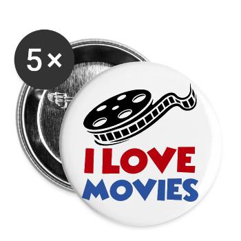 Liebe zu Filmen - Buttons groß 56 mm (5er Pack) - Weiß - Vorne