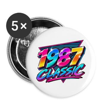 1987 Classic Neon Retro - Buttons groß 56 mm (5er Pack) - Weiß - Vorne