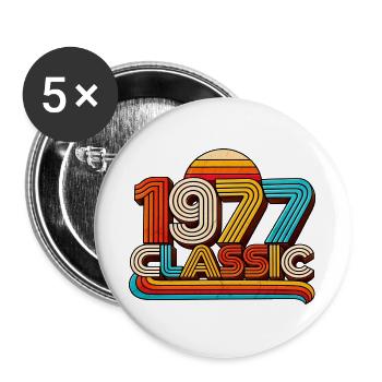 1977 Retro Rainbow Classic - Buttons groß 56 mm (5er Pack) - Weiß - Vorne
