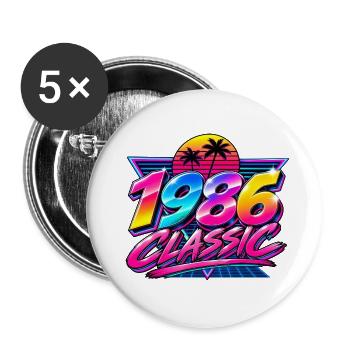 Neonpalmen 1986 Retro - Buttons groß 56 mm (5er Pack) - Weiß - Vorne