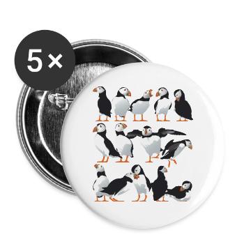 Mehr Puffin-Freunde - Buttons groß 56 mm (5er Pack) - Weiß - Vorne