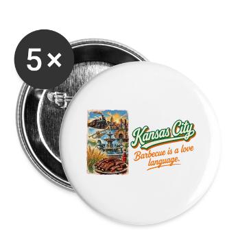 Kansas City Retro Vintage BBQ Jazz Fountains - Buttons groß 56 mm (5er Pack) - Weiß - Vorne