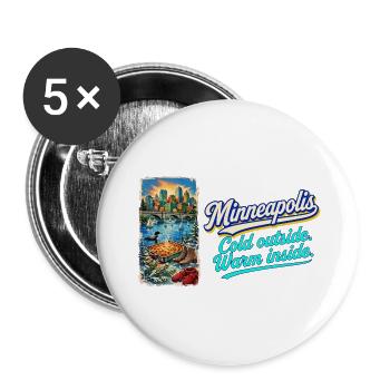Minneapolis Retro Vintage Lakes Loon Hotdish - Buttons groß 56 mm (5er Pack) - Weiß - Vorne