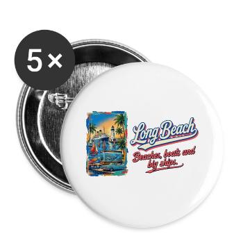 Long Beach Retro Vintage Ship Lighthouse Design - Buttons groß 56 mm (5er Pack) - Weiß - Vorne