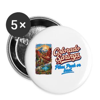 Colorado Springs Retro Vintage Pikes Peak Design - Buttons groß 56 mm (5er Pack) - Weiß - Vorne