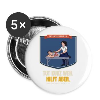 Physiotherapeutin – Geschenk Physio Spruch lustig - Buttons groß 56 mm (5er Pack) - Weiß - Vorne