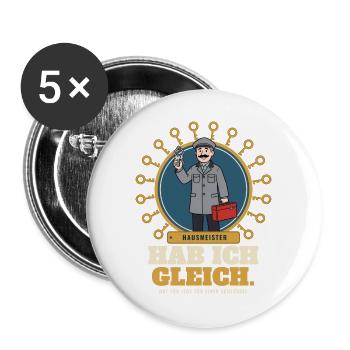 Hausmeister – Geschenk Rente Abschied Schule - Buttons groß 56 mm (5er Pack) - Weiß - Vorne