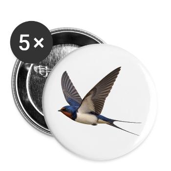 Rauchschwalbe im Flug – Singvogel mit Gabelschwanz - Buttons groß 56 mm (5er Pack) - Weiß - Vorne