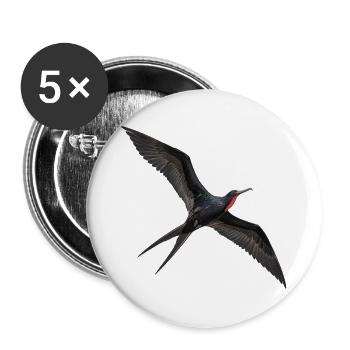 Prachtfregattvogel im Flug – schwarzer Meeresvogel - Buttons groß 56 mm (5er Pack) - Weiß - Vorne
