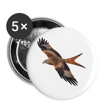 Rotmilan im Flug – Greifvogel mit Gabelschwanz - Buttons groß 56 mm (5er Pack) - Weiß - Vorne
