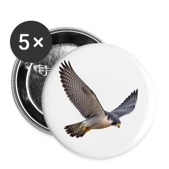 Wanderfalke im Flug – Falke mit gemusterter Brust - Buttons groß 56 mm (5er Pack) - Weiß - Vorne